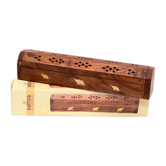 Wooden elephant-themed incense box