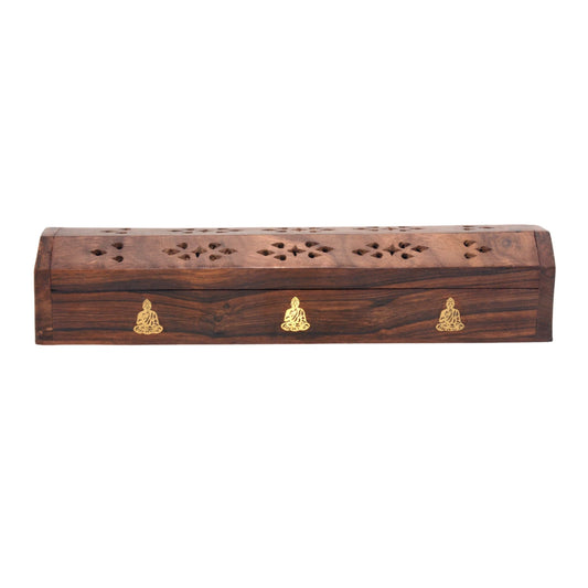 Wooden incense box with Buddha image