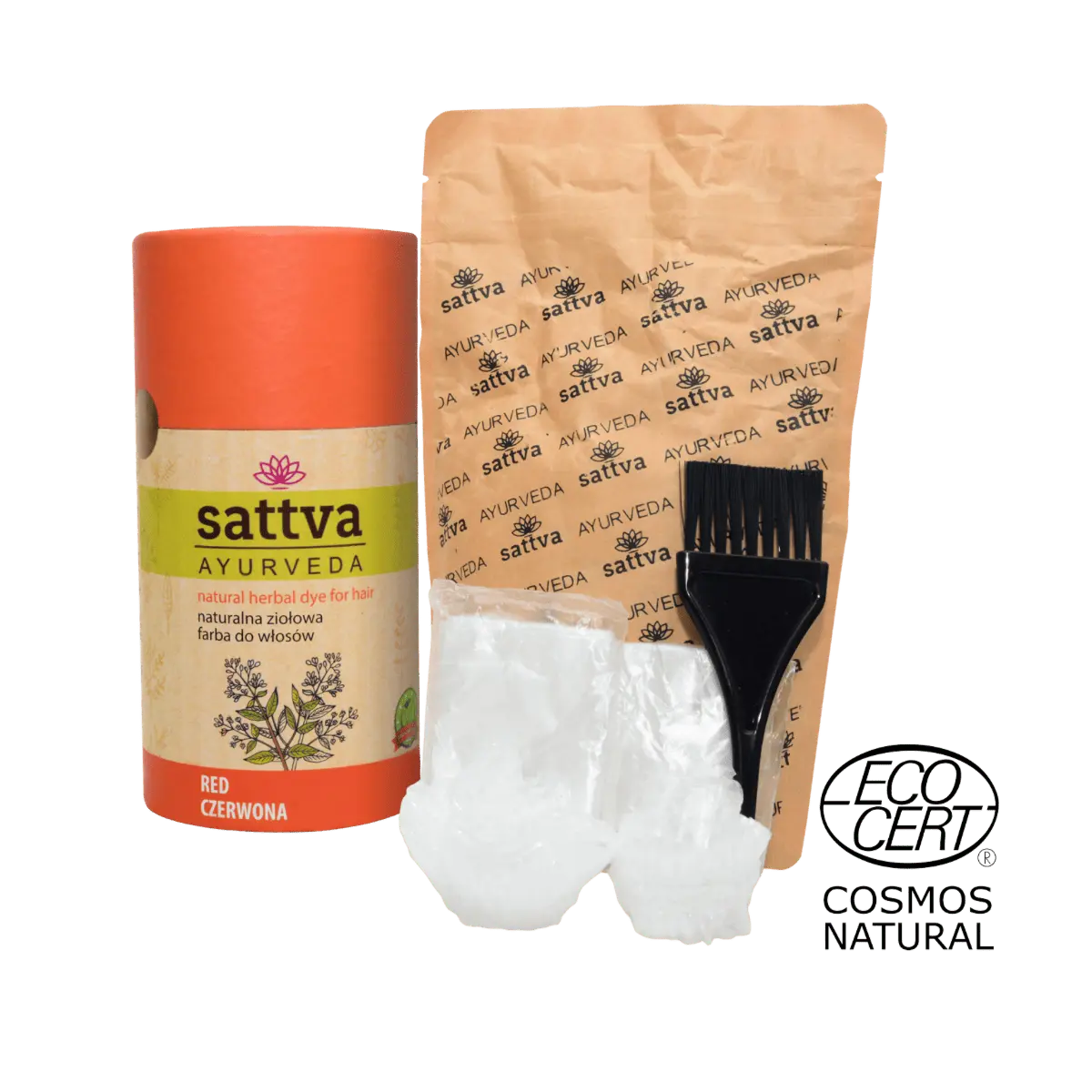 opakowanie henny sattva czystej czerwonej i akcesoria