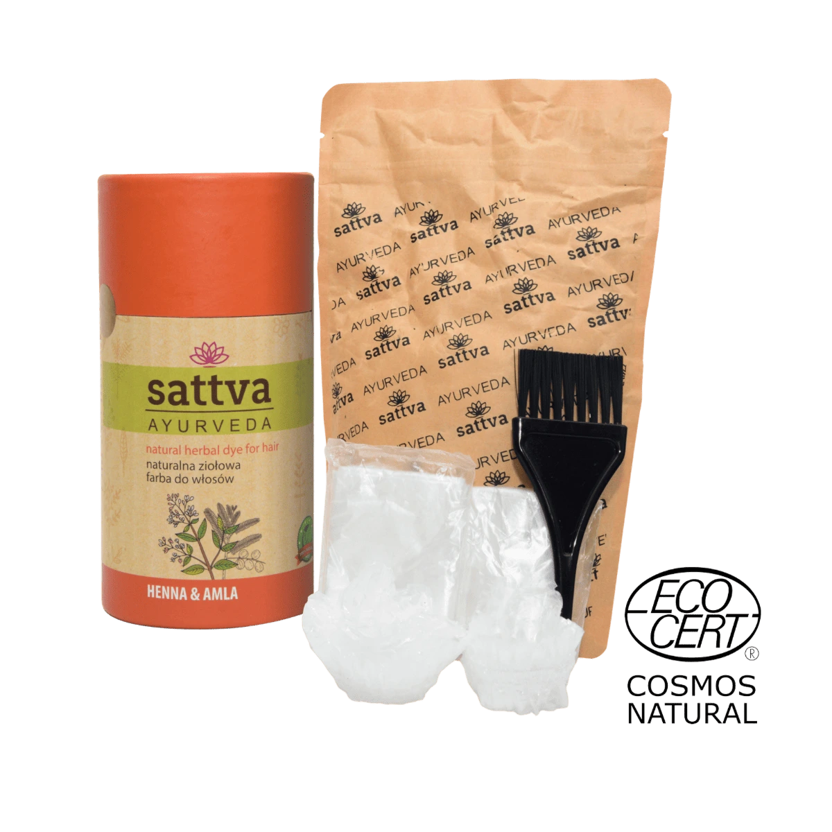 Farba henna amla od sattva z akcesoriami