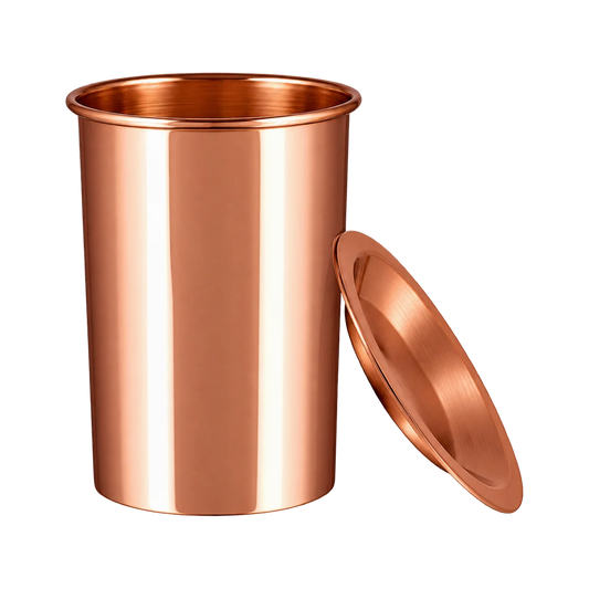Gładki kubek miedziany z pokrywką - Product Image