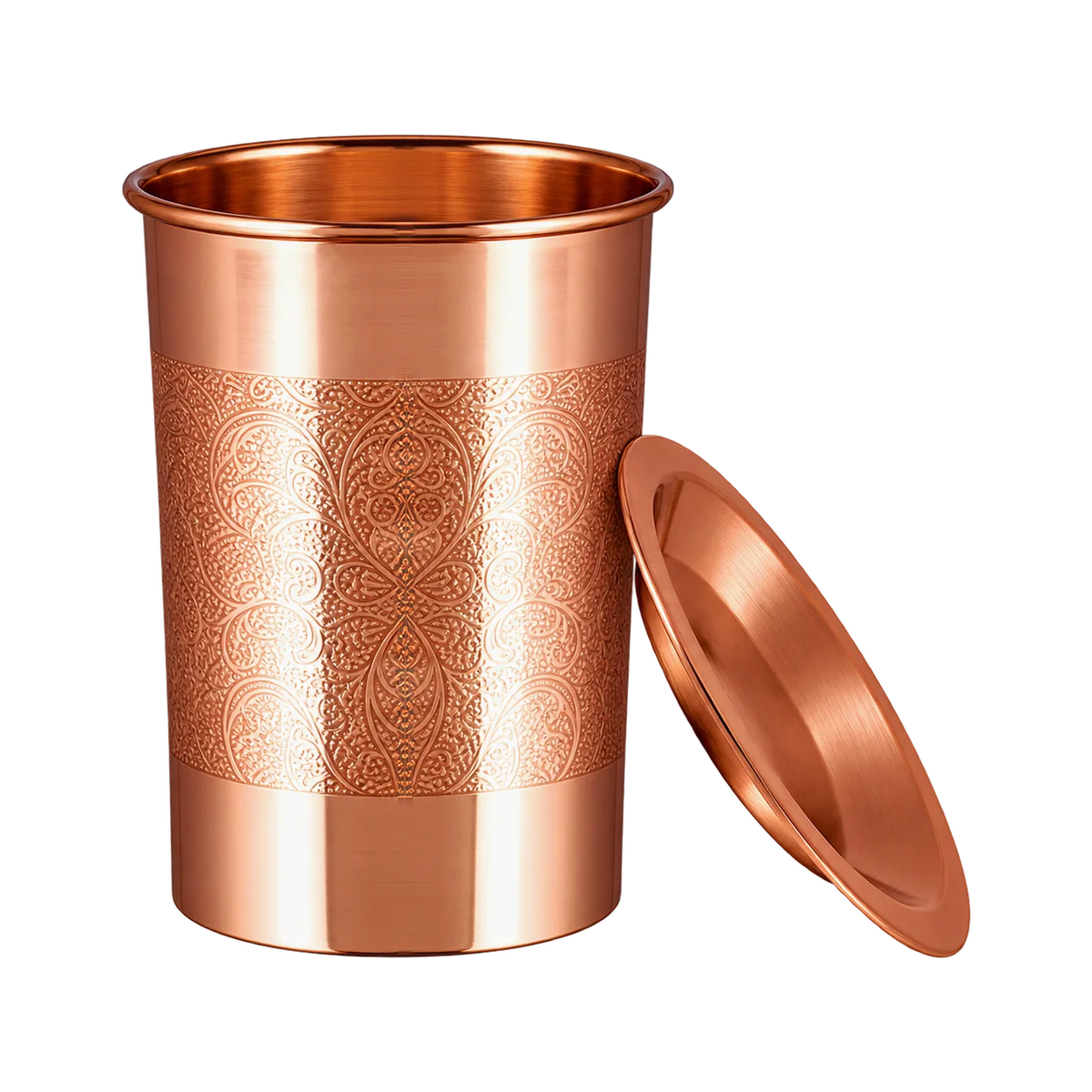 Grawerowany kubek miedziany z pokrywką - Product Image