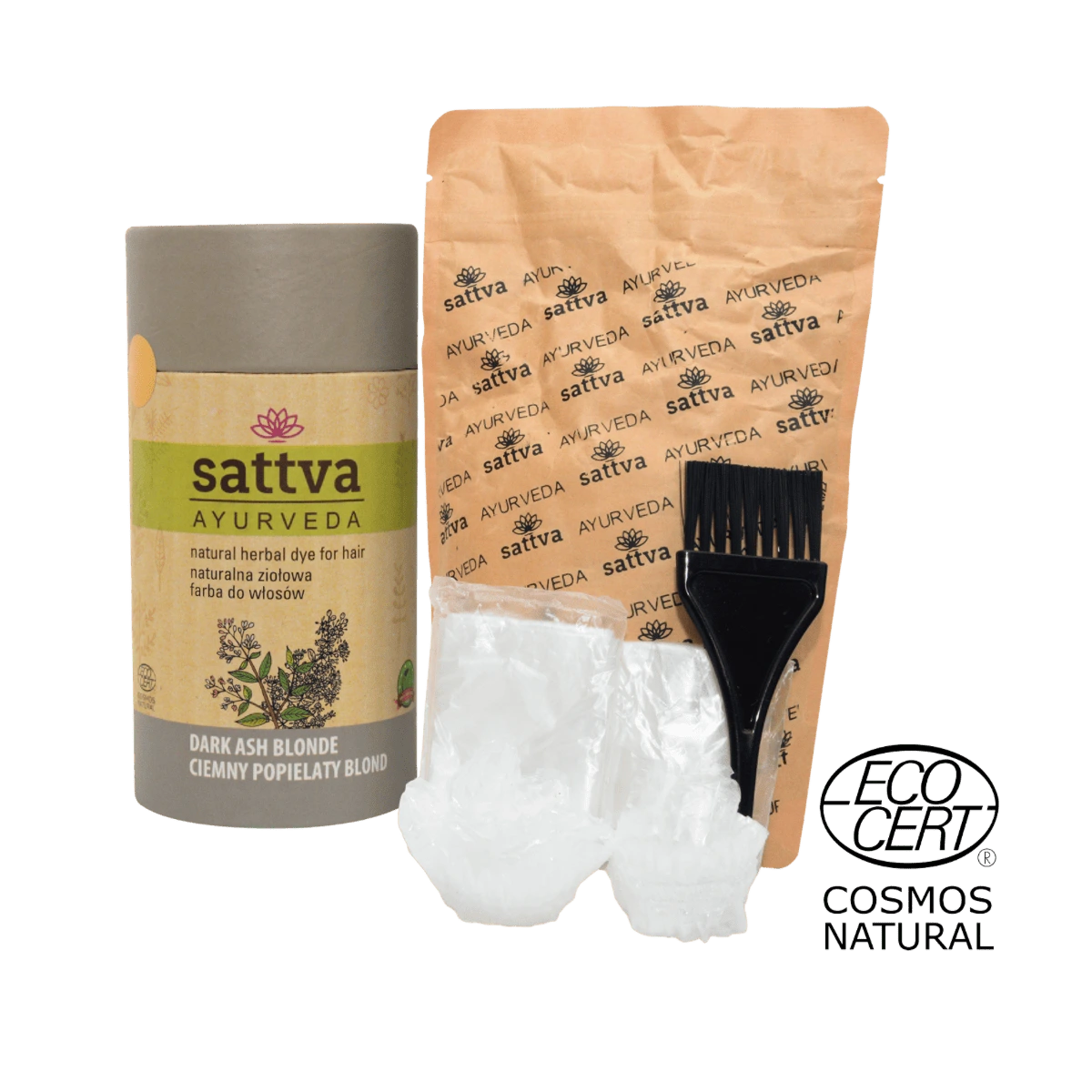 henna popielaty blond z pędzlem i czepkiem