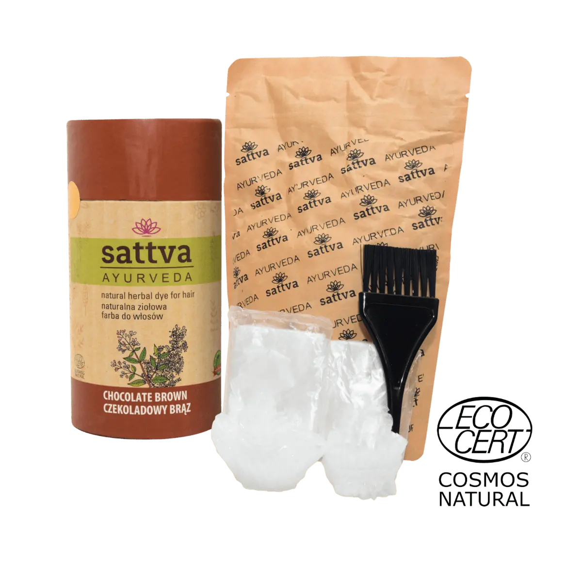 opakowanie henny odcień czekoladowy z akcesoriami