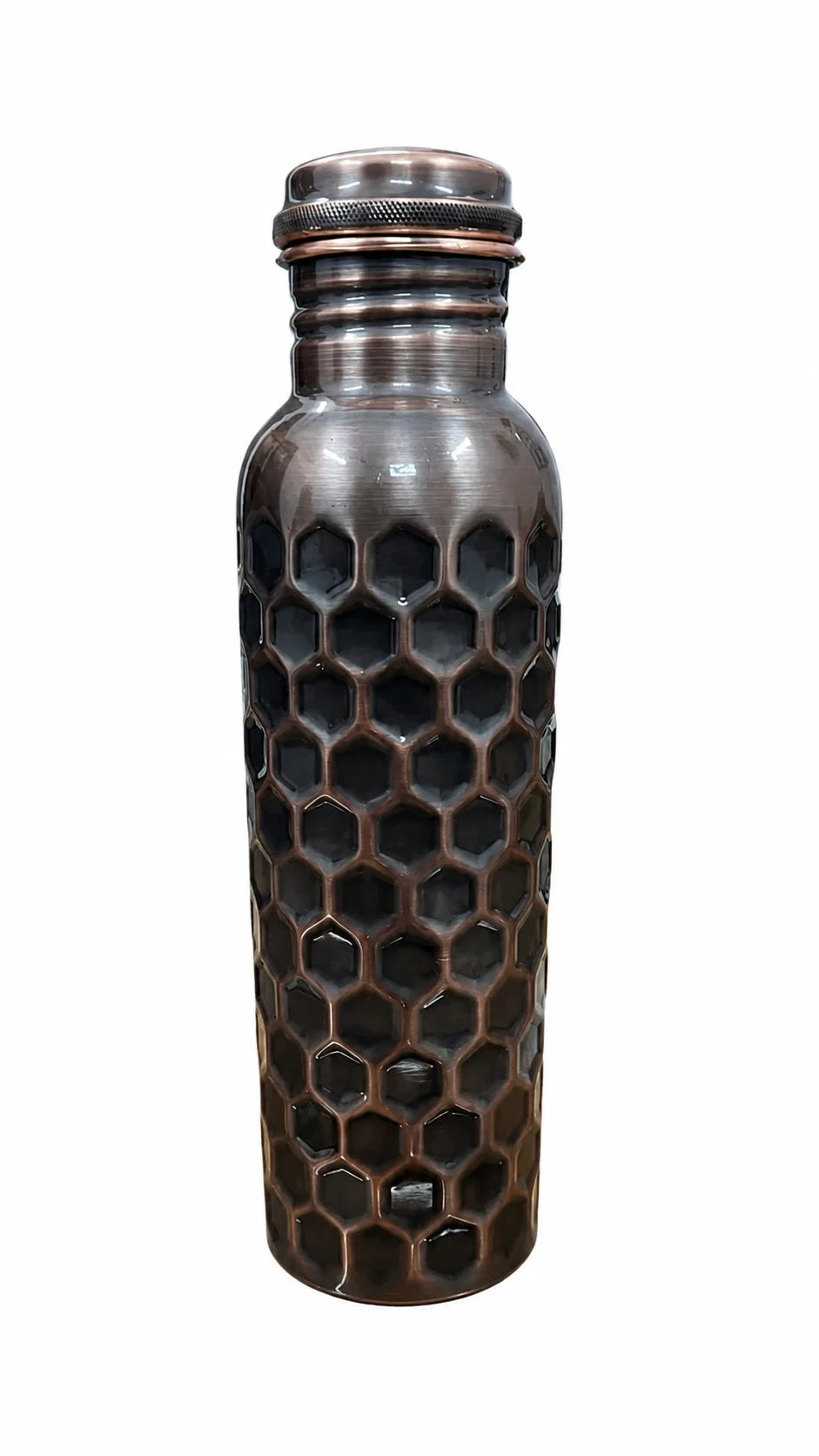 Młotkowana miedziana butelka na wodę czarna - Product Image