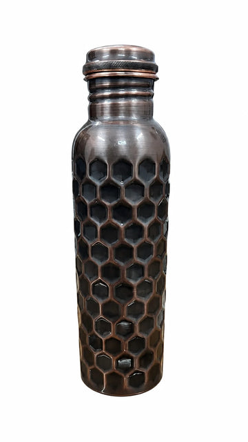 Młotkowana miedziana butelka na wodę czarna - Product Image