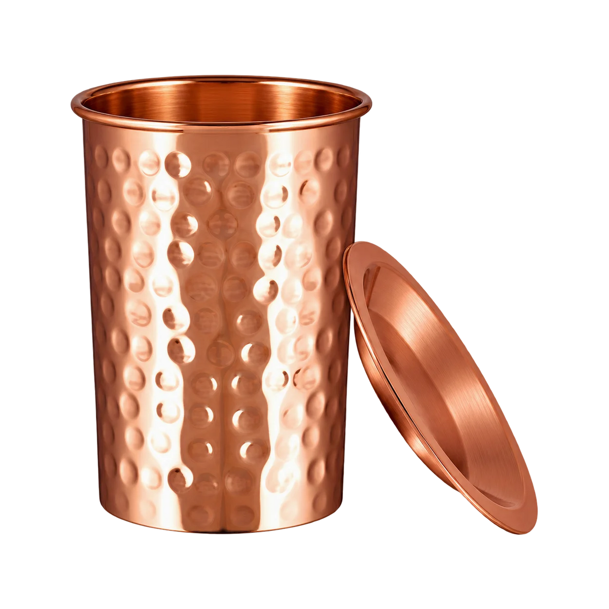 Młotkowany kubek miedziany z pokrywką - Product Image