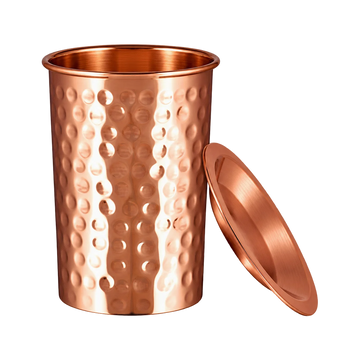 Młotkowany kubek miedziany z pokrywką - Product Image